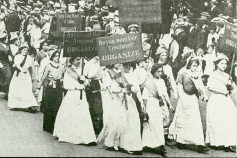 Old image of a group of women marching