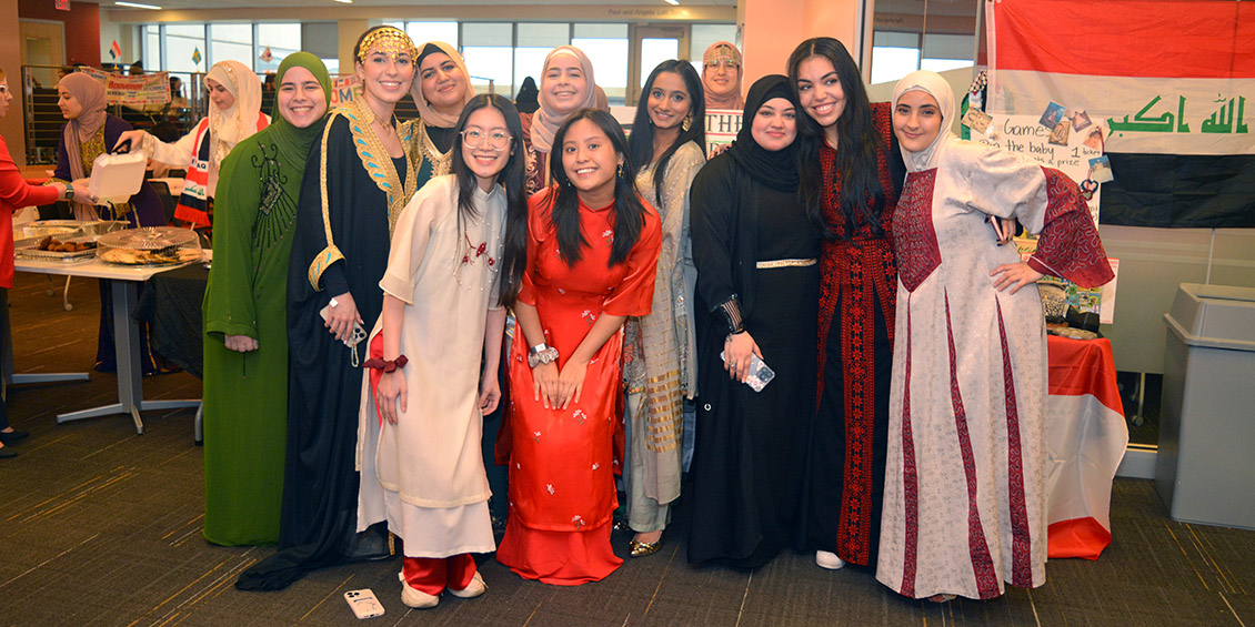 Group of students celebrating The Middle East.